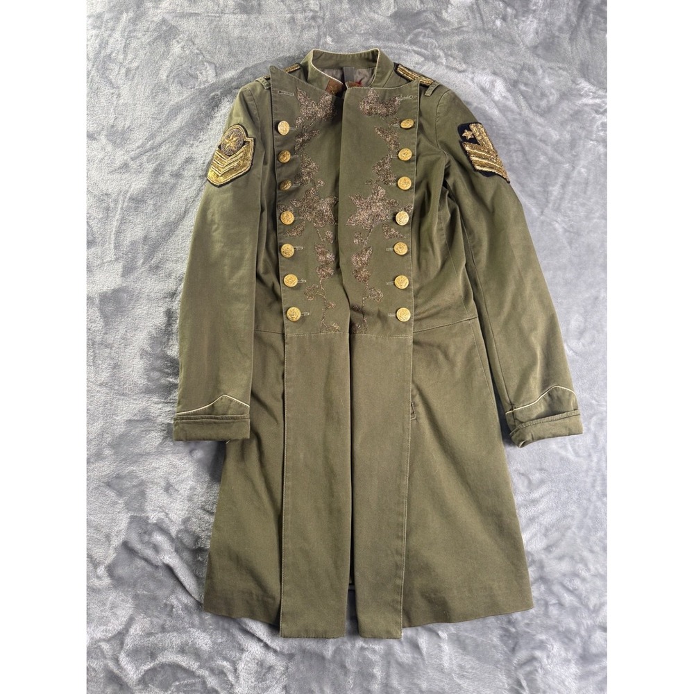 History Repeats Lot 610713 Women's Coat Size 42 Green Metallic Floral Embroidery